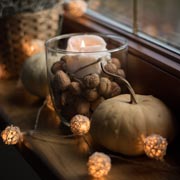 Natural materials, atmospheric lighting and nature are all part of the Hygge lifestyle.