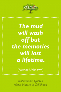 Quote illustrating the importance of playing outdoors in childhood.