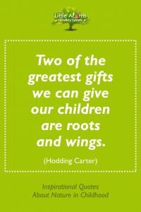 Inspiring quotation about giving children roots and wings.