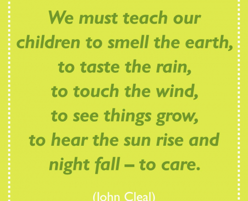 Inspiring quote about the need to teach children to care about the world.