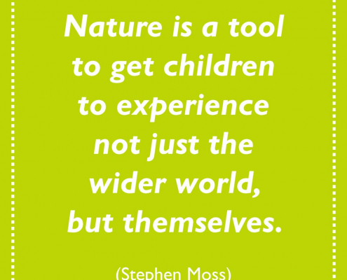 An inspirational quote about children discovering themselves through nature.