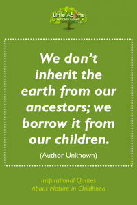 An inspirational quote about nature in childhood.