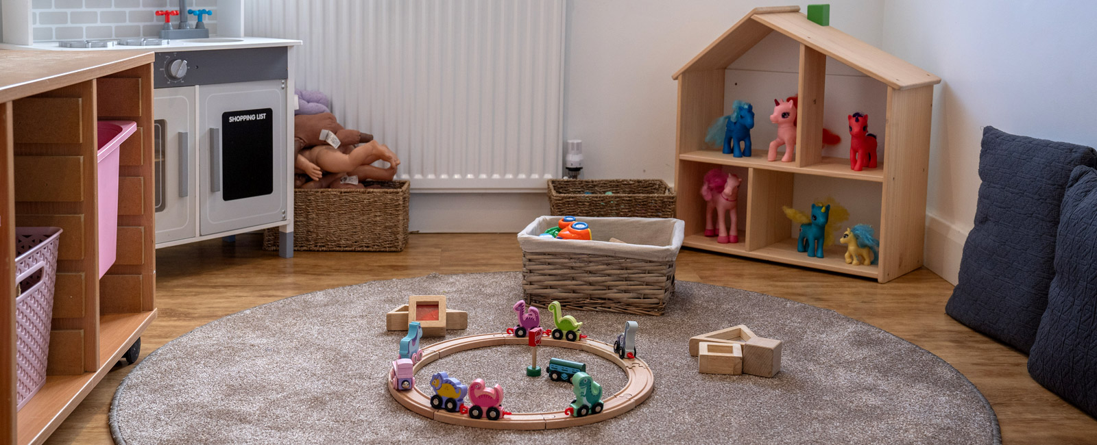 We have a baby room, toddler room, preschoolers' room and extensive outdoor areas.