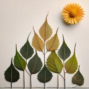Leaf and flower collages can be used to make wonderful pictures and designs.