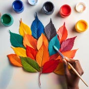 A simple, creative activity with leaves is simply to paint and decorate them with coloured paints.