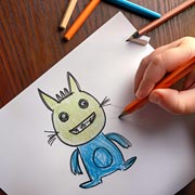 Begin by letting your child create a drawing — anything they like, from a friendly monster to a robot, pet dragon or family picnic on the moon.
